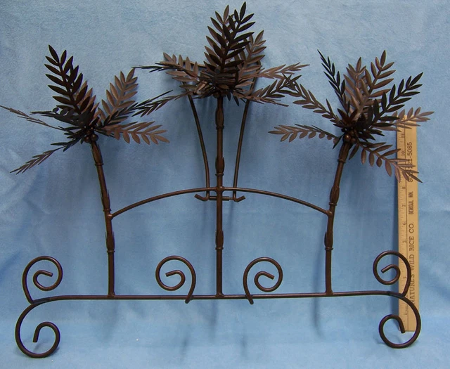 Metal Hanging Wall Rack Hook Palm Tree Design Brown Swirl Hooks