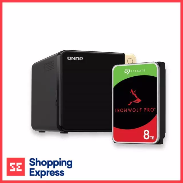 Bundle -- Qnap TS-464 8GB RAM 4 Bay Diskless NAS & Seagate IronWolf Pro 8TB HDD