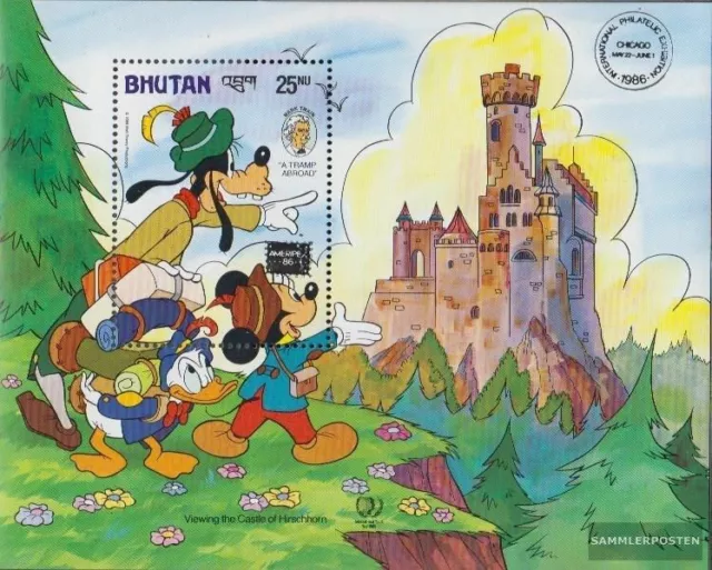 Bhutan Block129 (kompl.Ausg.) postfrisch 1985 Walt Disney Figuren