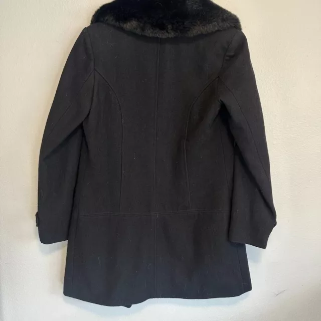 MOSSIMO / TARGET Wool Blend Fur Collar Black Coat in Women's Small Moto ...