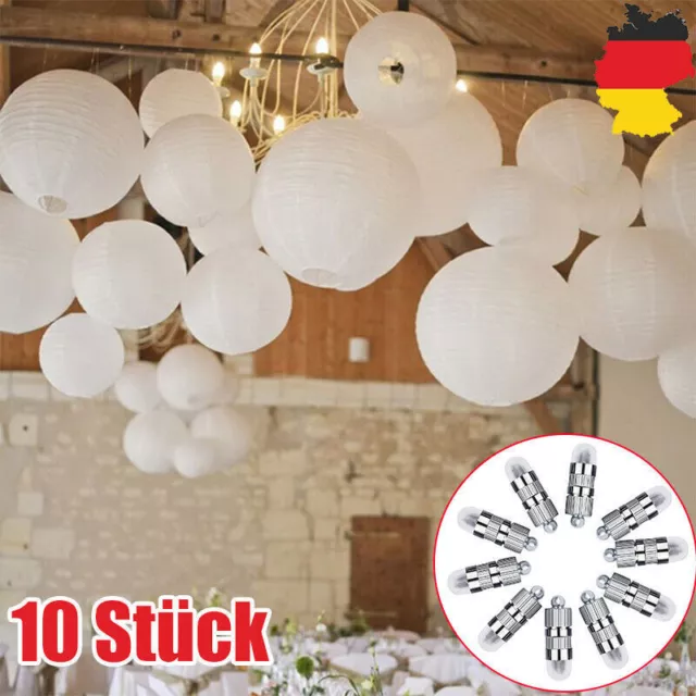 10 X Weiß Papierlaterne Lampion Laterne Deko Feier Lampions mit Mini LED Lichter