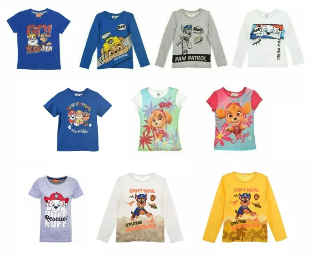 Bambine Ragazzi Ufficiale Paw Patrol Fireman Sam Lungo & Manica Corta Top