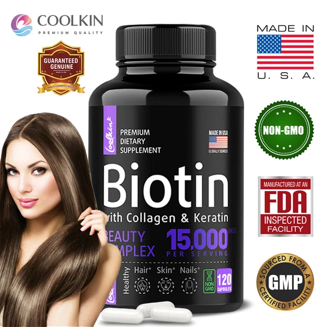 BIOTIN WITH COLLAGEN & Keratin Capsules Strong Nails, Hair Growth