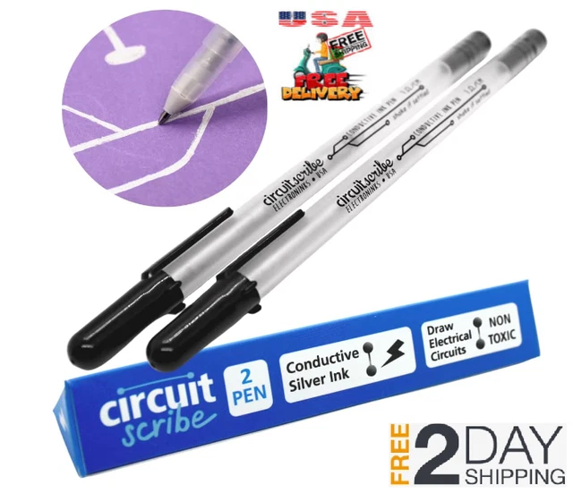 2PACK CIRCUIT SCRIBE NonToxic Conductive Silver Ink Pen Award