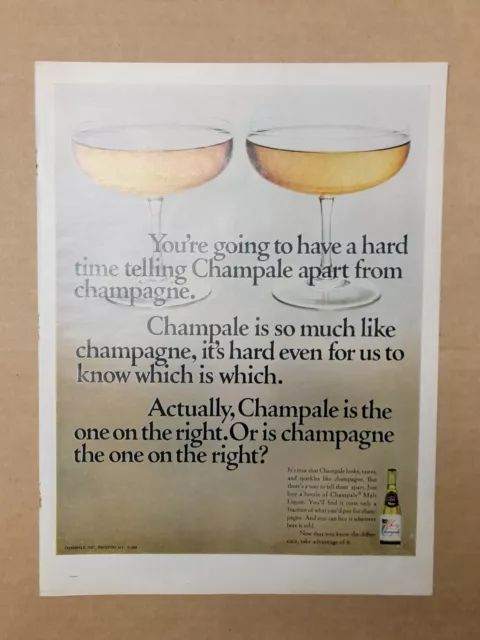 Nostalgic Vintage 1968 Print Ad Advertisement Champale Champagne Malt Liquor