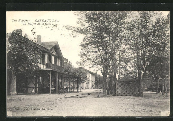 CPA Cazeaux-Lac, Le Buffet de la Gare 1918
