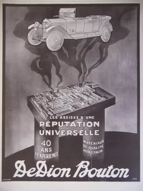 Publicité De Presse 1925 Automobile Dedion Bouton Les Assises D'une Réputation