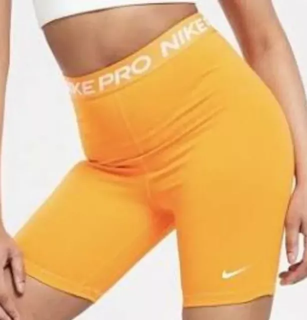 Womens - Nike Pro 365 High-Rise 7" Shorts - Orange - Size Small