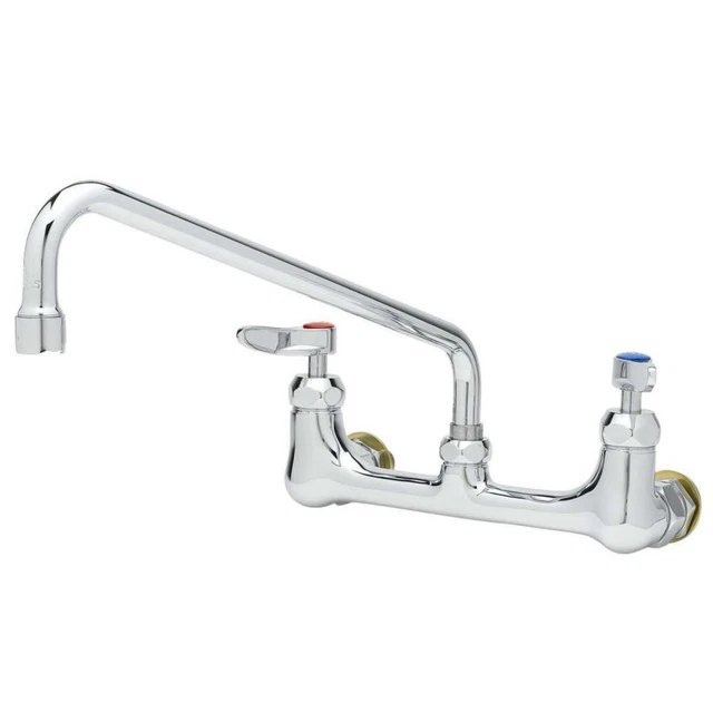 T & S Brass B-0231-CC-CR 12" Wall Mount Double Pantry Faucet