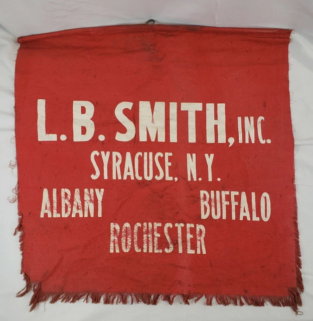 VINTAGE CLOTH ADVERTISING Banner Truck L.B. Smith Syracuse NY Load