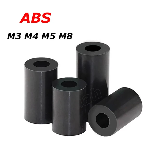 M3 M4 M5 M8 Black ABS Plastic Spacers Standoff Round Bushing Sleeve Washers Shim