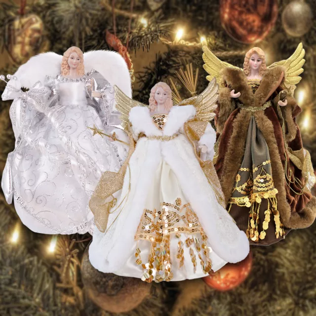 12" Christmas Tree Topper Angel Fairy Festive Xmas Tree Top Ornament Decoration