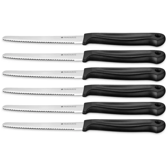 Set de 6x cuchillo de acero inoxidable con sierra para tomates verduras frutas
