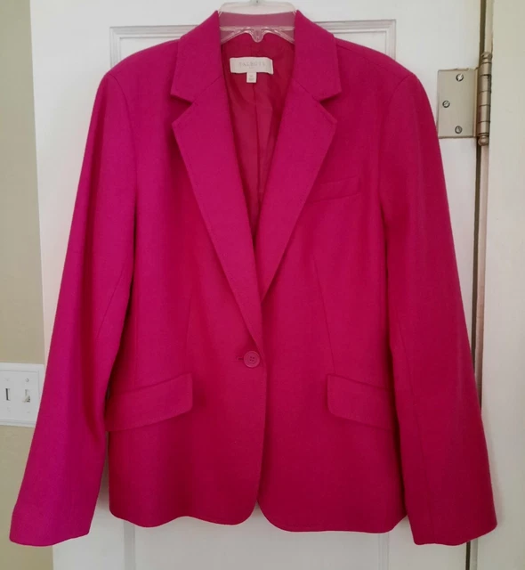 Talbots Sz 10 Womens Wool Blend Single Button Blazer Jacket pockets Barbie Pink