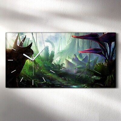 JURA Horloge murale sur toile 60x30 dinosaures jungle tropical jura paysage 