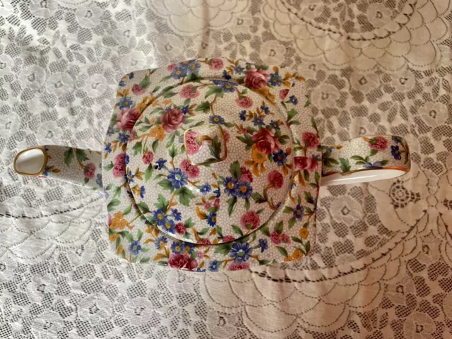 Vintage Royal Winton Grimwades OLD COTTAGE CHINTZ Floral Ascot Teapot England 5