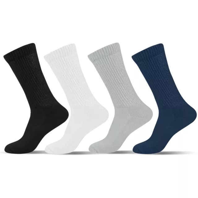 3-6 Pairs Diabetic Soft Cotton Non-Binding Wide Loose Top Socks for Mens Womens