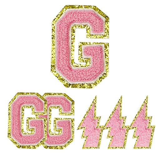 Iron On Patches Letters and Lightning, Varsity Chenille English Letter Patches