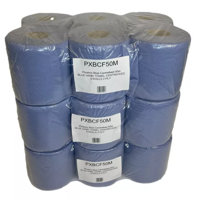 Blue Centre Feed Rolls 2Ply Embossed  Hand Towels Centrefeed 18 Pack