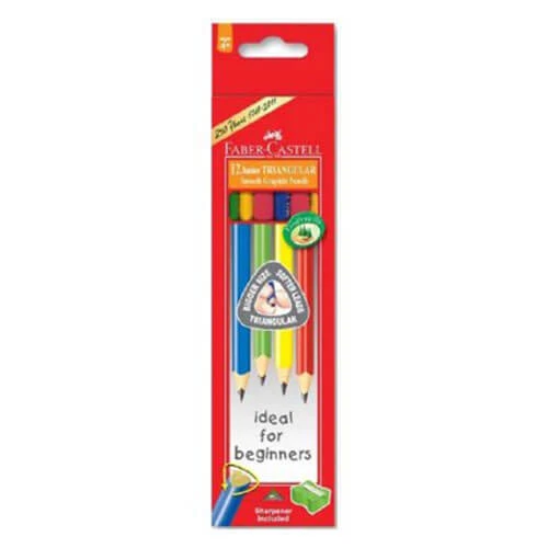 HB Faber-Castell Triangular Junior Grip Lead Pencil 12pcs FREE Global Shipping
