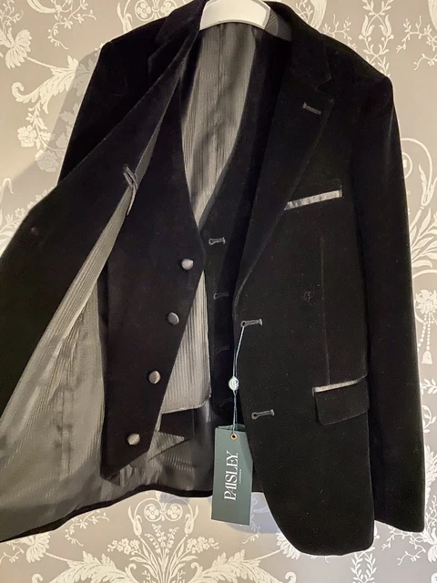 BOYS Age 10 Black Velvet Smart Jacket Waistcoat Paisley Of London Wedding Party 2