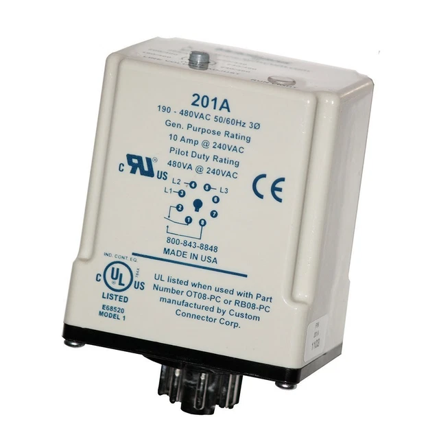 201A, 3PHASE Plugin Voltage Monitoring relay, Phase loss