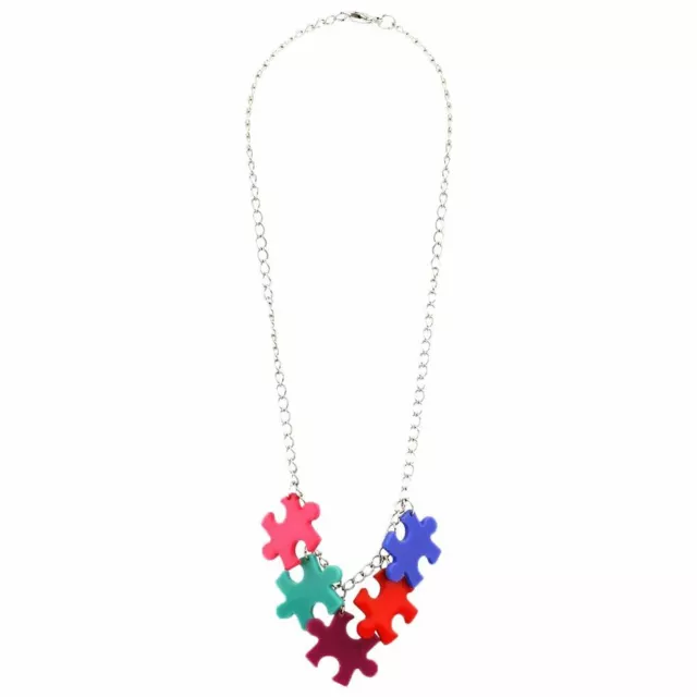 Funky Puzzle Motif Collier Pendentif - 5 Pièces Joe Cool Rétro Bijoux