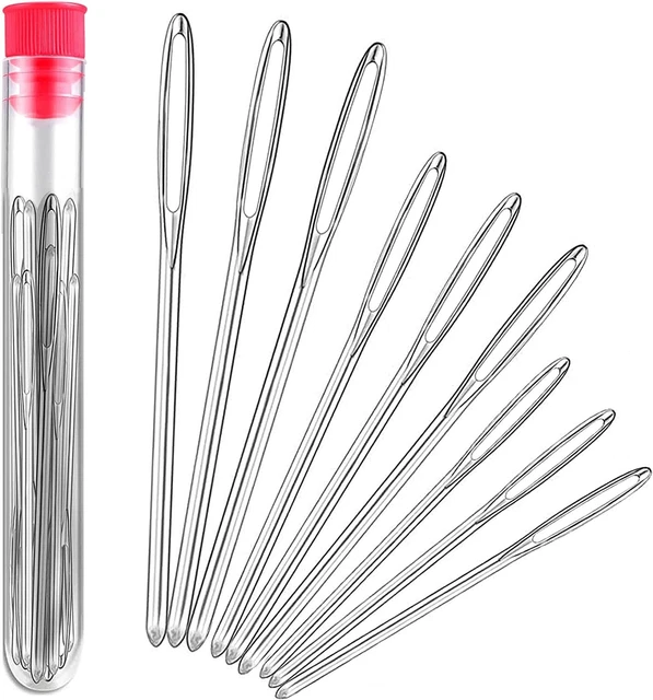 9 Pcs Stainless Steel Large-Eye Blunt Needles Yarn Knitting Needles Knitting