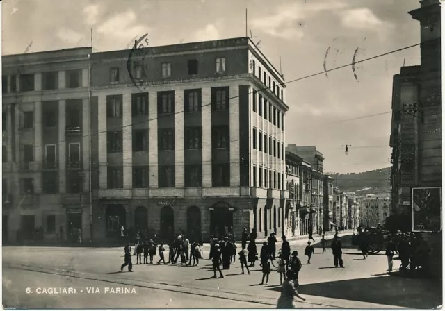 Cartolina Sardegna Cagliari Via Farina Viaggiata Anno 1956 Molto animata