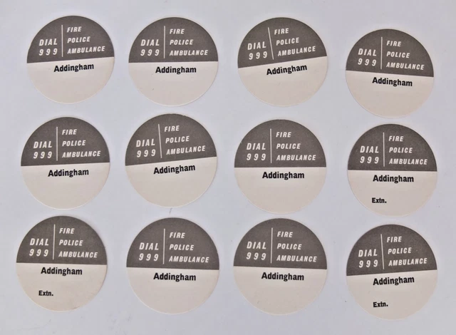 12 X ADDINGHAM, Yorkshire GPO Telephone Dial Labels £12.94 - PicClick UK