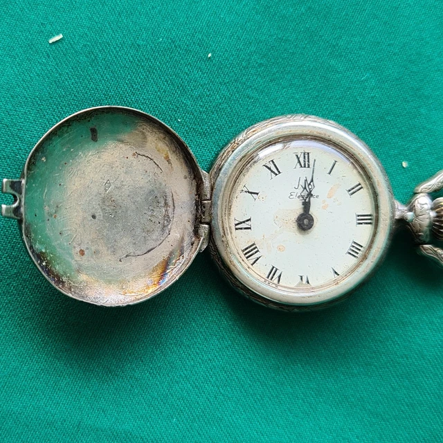 MONTRE GOUSSET DAME jyb l gance ARGENT LONGUE CHAINE ne