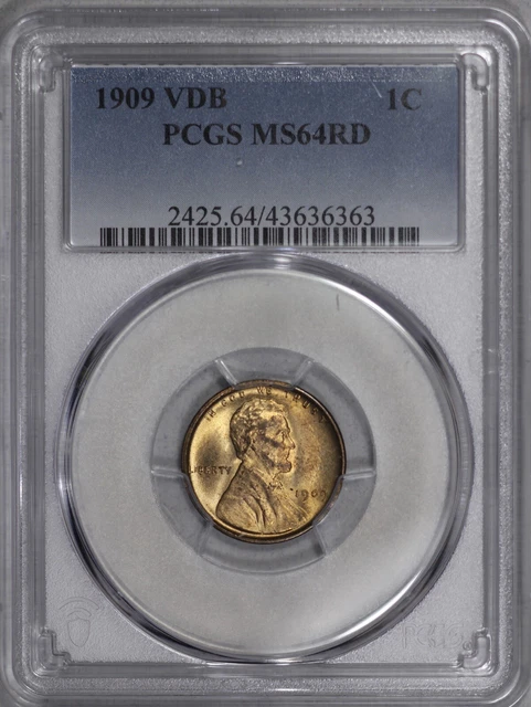 1909 VDB Lincoln Cent 1c PCGS MS 64 RD Red Wheat Penny