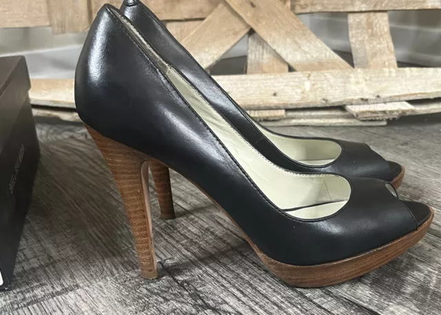 Steven by Steve Madden Leather Pumps Heels Size 6 Open Toe Black