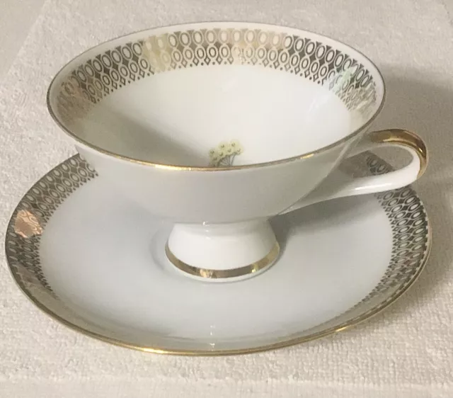 Vtg Winterling Marktleuthen Bavaria MCM Porcelain cup and saucer gold W/ Floral