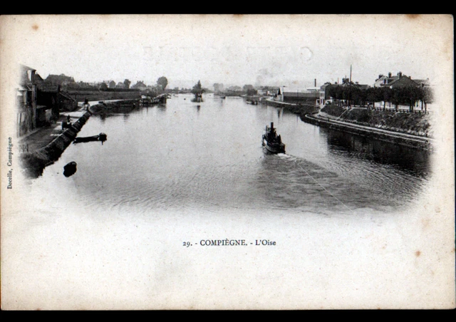 COMPIEGNE (60) VILLAS animées , USINE & BATEAU à VAPEUR sur l'OISE avant 1904