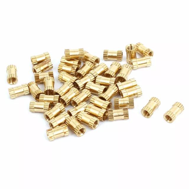 M2.5x6mmx3.5mm Female Thread Brass Knurled Insert Embedded Nuts Gold Tone 40pcs