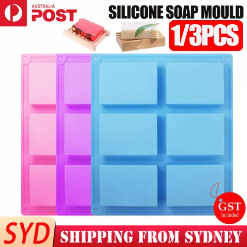 UP 3PCS Silicone Soap Mould DIY Handmade Soap Making Rectangle Shape Molds AU