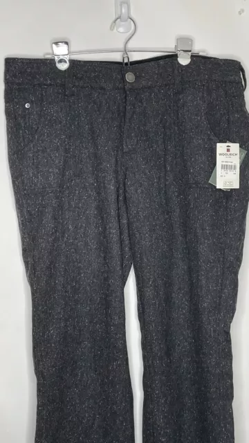 Woolrich Womens Woodlyn Tweed Wide Leg Pants Trousers Wool Silk Blend Gray Sz 16 3