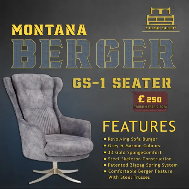 Montana Berger - 1 Seater Sofa Chair wood Cozy Living Space Turkey Made