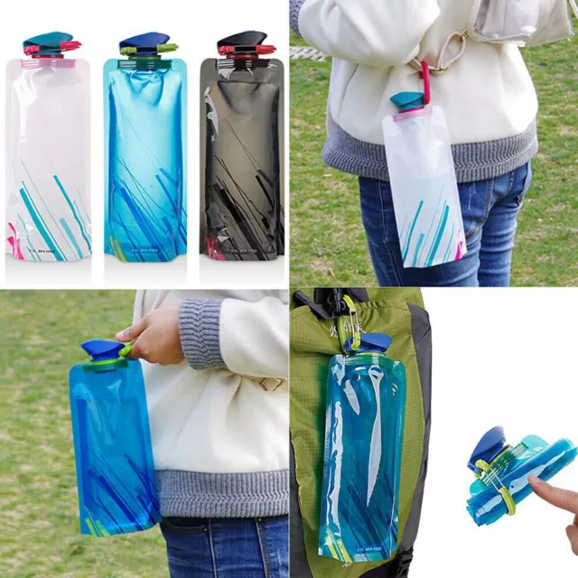 NEW SALE - Reusable 700mL Sports Travel Collapsible Folding Drink Water Bottle