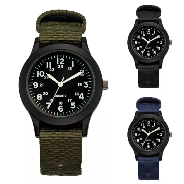 Military Sport Mens Quartz Army Date Analog Luminous Canvas Strap Wrist Watch