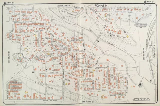 1910 Charles E. Goad Rosedale, Toronto Canada Park Rd To Park Dr Atlas Map