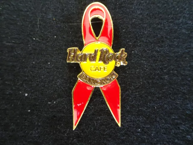 Hard Rock Cafe pin Bangkok AIDS awareness red ribbon