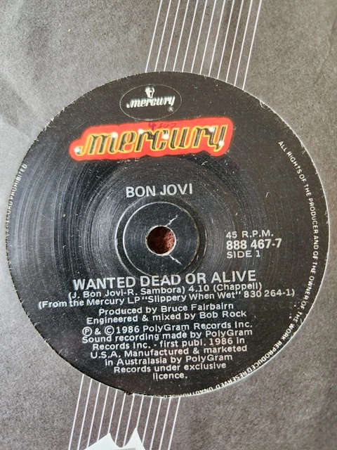 BON JOVI &amp;WANTED Dead Or Alive" 1986 MERCURY Oz 7" 45rpm EUR 4,31 ...