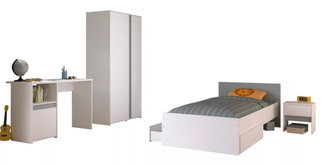 Jugendzimmer Kinderzimmer 4-tlg Set Pirouette 23 Parisot mit Bett Kleiderschrank