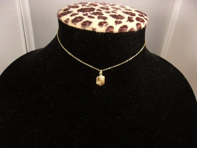 Little Vtg Antique Girl's Child's 11.5" Gold Filled Art Deco Necklace & Pendant