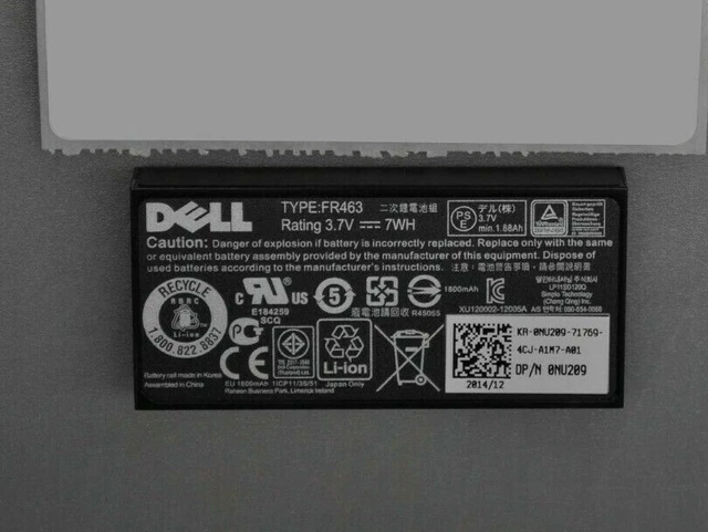 Dell PowerEdge Raid Controller Battery PERC 5i 6i H700 0NU209 NU209