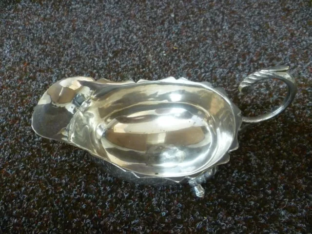 An Antique, Small Scallop Edged Silver Plated Gravy Boat, Antique Sauce Boat 3