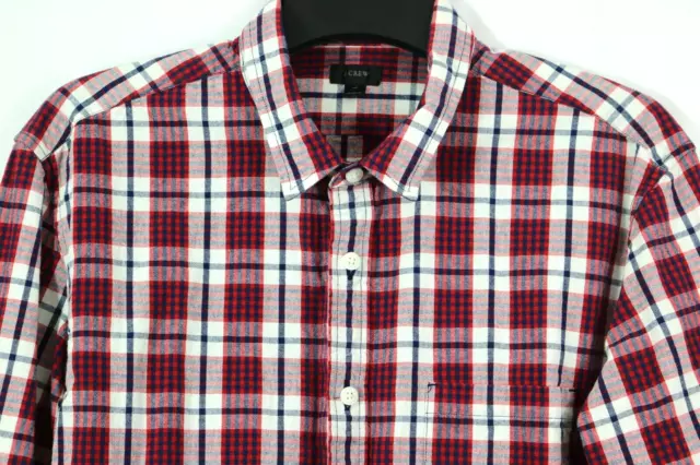 J. CREW Red Tartan Plaid Button Down Men's XL Regular Fit 100% Cotton