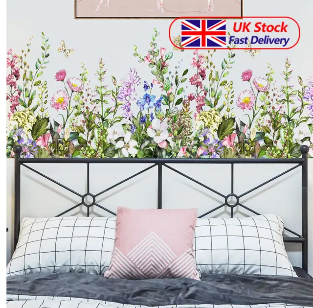 2pcs Flowers Room Vinyl Stickers Wall Wardrobe Decals Removable Flower Stickers